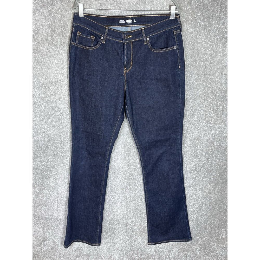 Old Navy‎ Bootcut Jeans Womens Size 12 Long Blue Dark Wash Denim Stretch Pockets